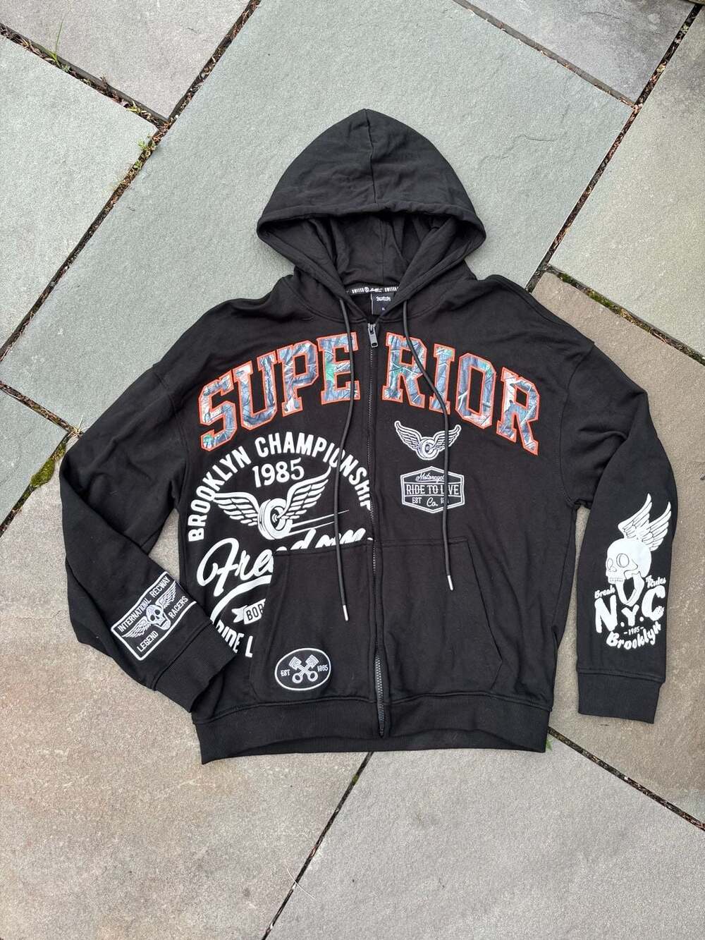 Switch Brooklyn Motorcycle Champion Graphic Zip-Up Hoodie size XL